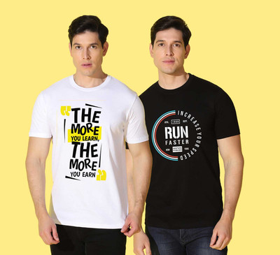 WOOSTRO Printed, Solid Men Round Neck Multicolor T-Shirt