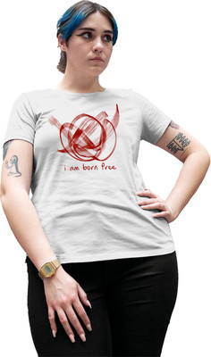 Fighterhero Printed Women Round Neck White T-Shirt
