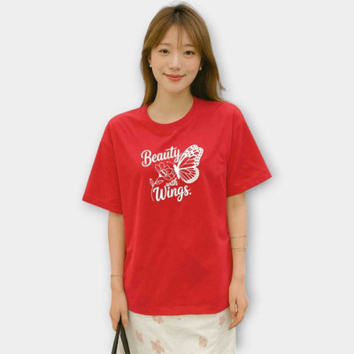 Hivewear Printed Women Round Neck Red T-Shirt