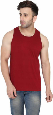 SLOWLORIS Solid Men Scoop Neck Maroon T-Shirt