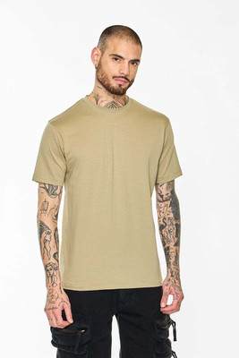 Snitch Solid Men Round Neck Beige T-Shirt