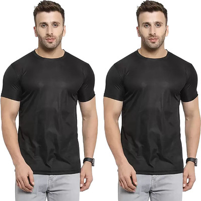 RIVAAZ Collections Solid Men Round Neck Reversible Black T-Shirt