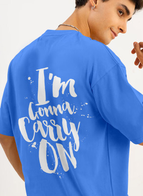 Triptee Printed, Typography Men Round Neck Blue T-Shirt