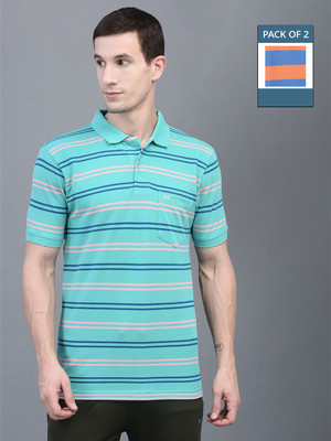 Force NXT Striped Men Polo Neck Multicolor T-Shirt