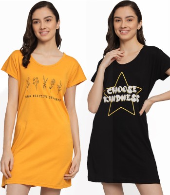 ANIXA Graphic Print Women Round Neck Yellow, Black T-Shirt