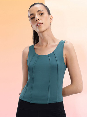 HRX by Hrithik Roshan Solid Women Scoop Neck Green T-Shirt