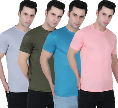 HOC Solid Men Round Neck Multicolor T-Shirt