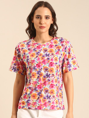 Marca Disati Graphic Print Women Round Neck Pink T-Shirt