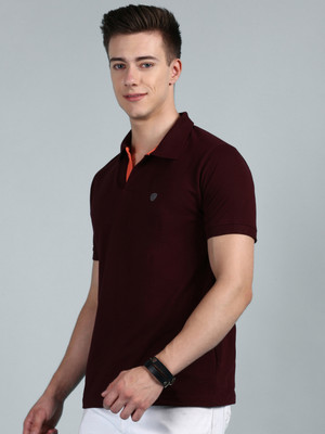 LUX cozi Printed Men Polo Neck Brown T-Shirt