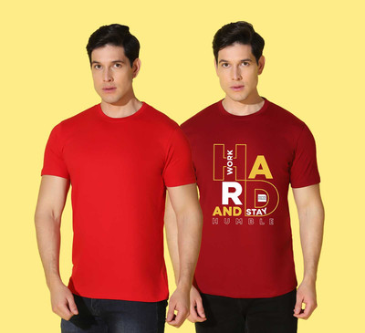 WOOSTRO Solid, Printed Men Round Neck Multicolor T-Shirt