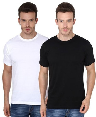 Tappu Enterprises Solid Men Crew Neck Reversible White, Black T-Shirt