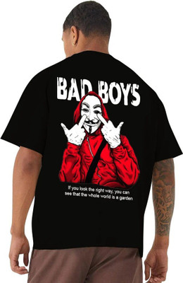 Doomee Printed Men Round Neck Black T-Shirt