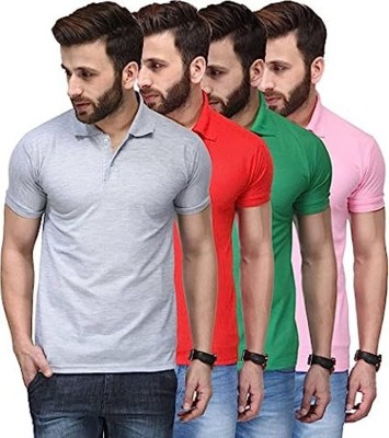 KEOTI Solid Men Polo Neck Grey, Red, Green, Pink T-Shirt