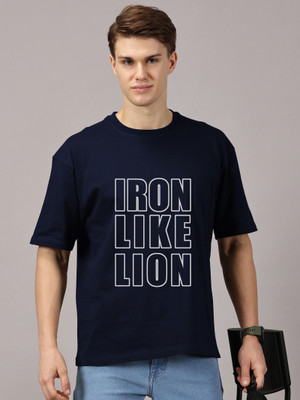 Leon Printed Men Round Neck Dark Blue T-Shirt