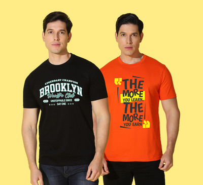 WOOSTRO Printed Men Round Neck Multicolor T-Shirt