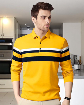 Autna Printed Men Polo Neck Beige T-Shirt
