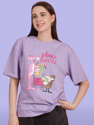 METRONAUT Printed Women Round Neck Purple T-Shirt