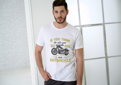 FALCONTHREADS Printed Men Round Neck White T-Shirt