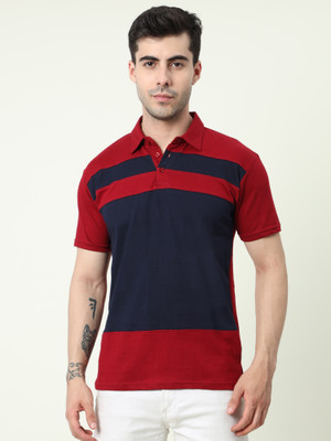 Fleximaa Colorblock Men Polo Neck Multicolor T-Shirt
