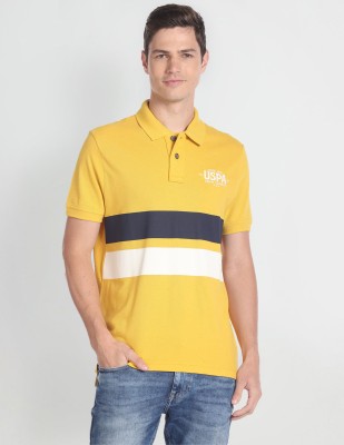 U.S. Polo Assn. Denim Co. Colorblock Men Polo Neck Yellow T-Shirt