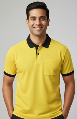 Vijaya enterprises Solid Men Round Neck Yellow T-Shirt