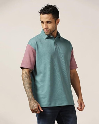 Leriya Fashion Solid Men Polo Neck Green T-Shirt