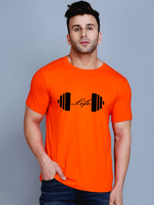 COLLAVEERA FASHION Printed Men Round Neck Orange T-Shirt