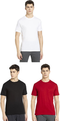 JOCKEY Solid Men Round Neck Black, Red, White T-Shirt