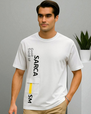 FASHIUM Printed Men Round Neck White T-Shirt