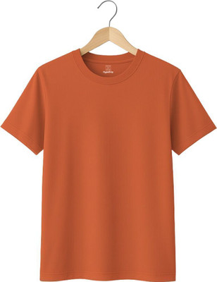 HypeDrip Solid Men Round Neck Orange T-Shirt