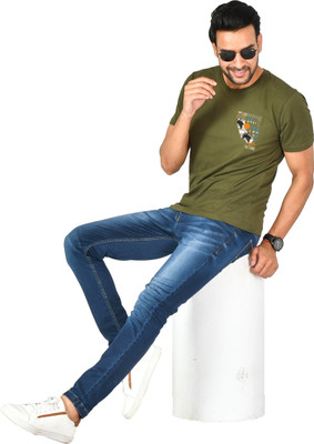 Burundi Blu Printed, Typography Men Polo Neck Green T-Shirt