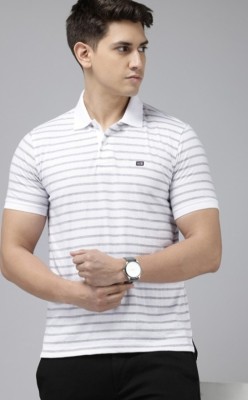 Arun Enterprises Striped Men Polo Neck White T-Shirt