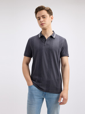 Pepe Jeans Solid Men Polo Neck Grey T-Shirt
