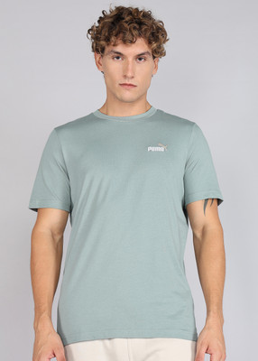 PUMA Solid Men Crew Neck Green T-Shirt