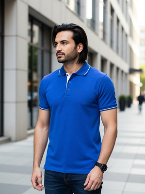 RAPL BHARAT Solid Men Blue T-Shirt