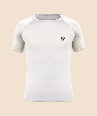 KYK Self Design Men Round Neck White T-Shirt