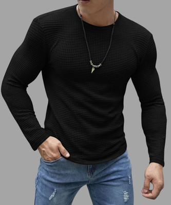 Hey Dude Solid Men Round Neck Black T-Shirt