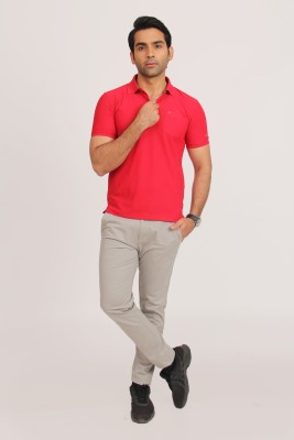 SiraguApparels Solid Men Polo Neck Red T-Shirt