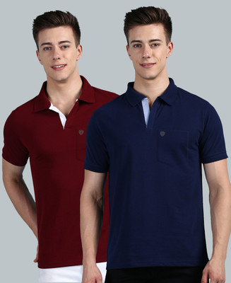 LUX cozi Solid Men Polo Neck Multicolor T-Shirt