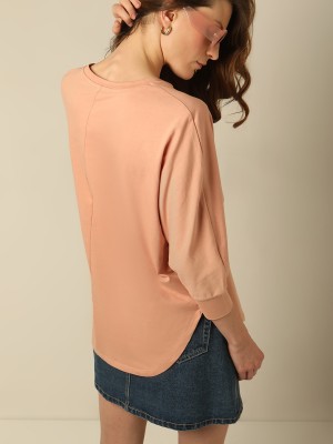 VERO MODA Solid Women Round Neck Pink T-Shirt