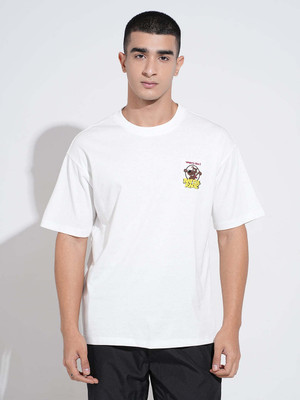 SHOWOFFFF Printed Men Round Neck White T-Shirt
