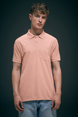 Maxzone Solid Men Polo Neck Pink T-Shirt