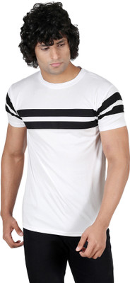 TEE TREE Colorblock Men Round Neck White T-Shirt