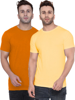 Kroptee Solid Men Round Neck Multicolor T-Shirt