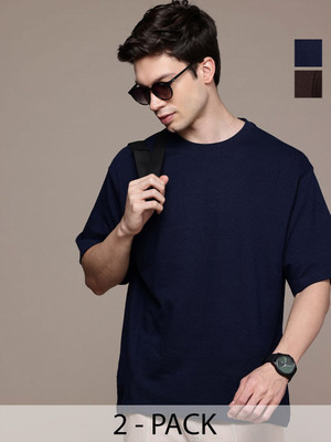Moda Rapido Solid Men Round Neck Multicolor T-Shirt