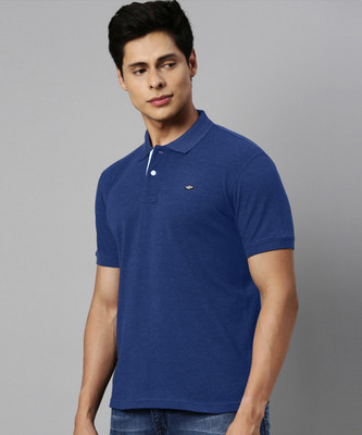 METRONAUT Solid Men Polo Neck Dark Blue T-Shirt