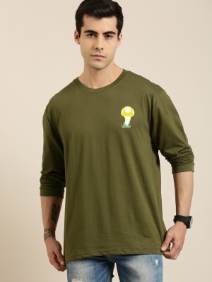 DIFFERENCE OF OPINION Printed Men Round Neck Green T-Shirt