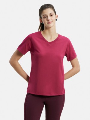 JOCKEY Solid Women Round Neck Red T-Shirt