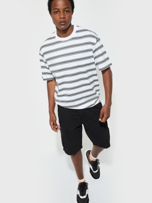 MAX Striped Men Round Neck Green T-Shirt