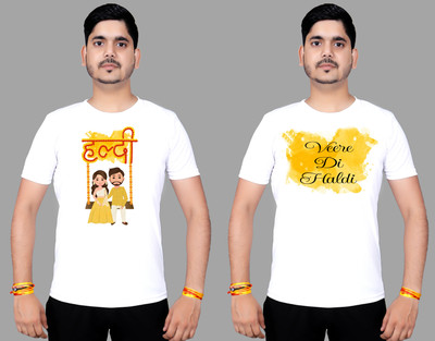 geetaffashion Printed Men Round Neck White T-Shirt